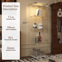 Beauty4U Glass Display Cabinet With Led Light 4 Shelves Curio Cabinets For Living Room Bedroom Office White Floor Standing