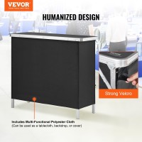 Vevor Folding Portable Bar Table, Tradeshow Podium Table For Indoor, Outdoor, Party, Picnic, Exhibition, Includes Carrying Case, Storage Shelf And Black Skirt, 38.39