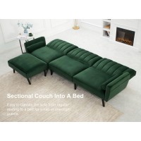 Duraspace Velvet Sectional Convertible Sofa With Chaise 1065 L Shape Sectional Sofa Couch With Usb Split Back Folding Futon