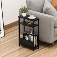 Thumeye 71 Narrow Side Table For Small Spaces 3 Tier Small End Table With Magazine Holder Slimskinny Nightstandbedside Ta