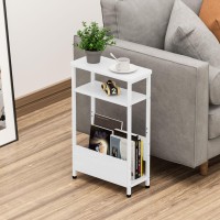 Thumeye 71 Narrow Side Table For Small Spaces 3 Tier Small End Table With Magazine Holder Slimskinny Nightstandbedside Ta