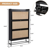 Avzear Narrow Shoe Storage Cabinet With 3 Flip Drawers Freestanding Shoe Organizer Wooden Closed Shoe Rack Slim Shoe Cabinet S