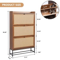 Avzear Narrow Shoe Storage Cabinet With 3 Flip Drawers Freestanding Shoe Organizer Wooden Closed Shoe Rack Slim Shoe Cabinet S