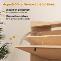 Avzear Narrow Shoe Storage Cabinet With 3 Flip Drawers Freestanding Shoe Organizer Wooden Closed Shoe Rack Slim Shoe Cabinet S