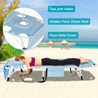 Aboron 3 In 1 Sun Tanning Chair Oversized With Matface Arm Hole Heavy Duty Folding Chaise Lounge Chairs 5Position Outdoor Lo