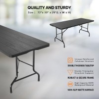 Vingli 6 Foot Plastic Folding Table Portable Long Table For Indoor Outdoor Use Rectangular With Carrying Handle Tree Patterned