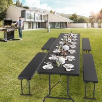 Vingli 6 Foot Plastic Folding Table Portable Long Table For Indoor Outdoor Use Rectangular With Carrying Handle Tree Patterned