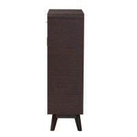 Baxton Studio Giancarlo Brown Wood 2-Door Shoe Cabinet With Rattan Door