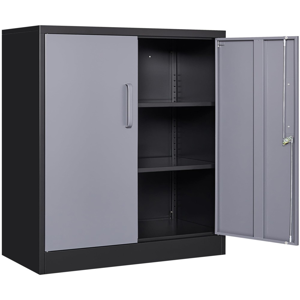 Metal Storage Cabinet With Doors And Shelves Garage Storage Cabinet With Lock Black Grey Metal Cabinet With Locking Doors Steel