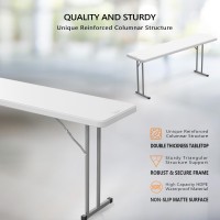 Vingli 6 Ft Narrow Folding Table Premium Quality Hdpe Material And Sturdy Metal Frame Perfect For Buffet Seminar Party Train