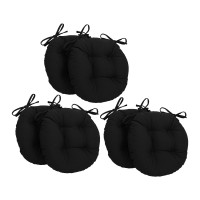 Blazing Needles 16-Inch Round Tufted Twill Chair Cushion, 16 X 16, Black 6 Count