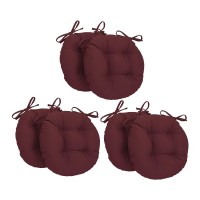 Blazing Needles 16-Inch Round Tufted Twill Chair Cushion, 16 X 16, Burgundy 6 Count