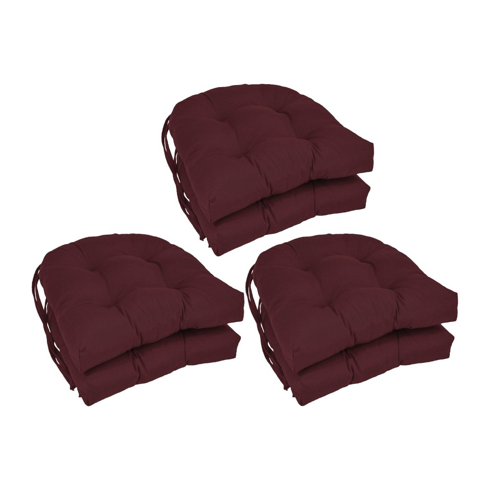 Blazing Needles 16-Inch Rounded Back Tufted Twill Chair Cushion, 16 X 16, Burgundy 6 Count