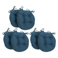 Blazing Needles 16-Inch Round Tufted Twill Chair Cushion, 16 X 16, Indigo 6 Count