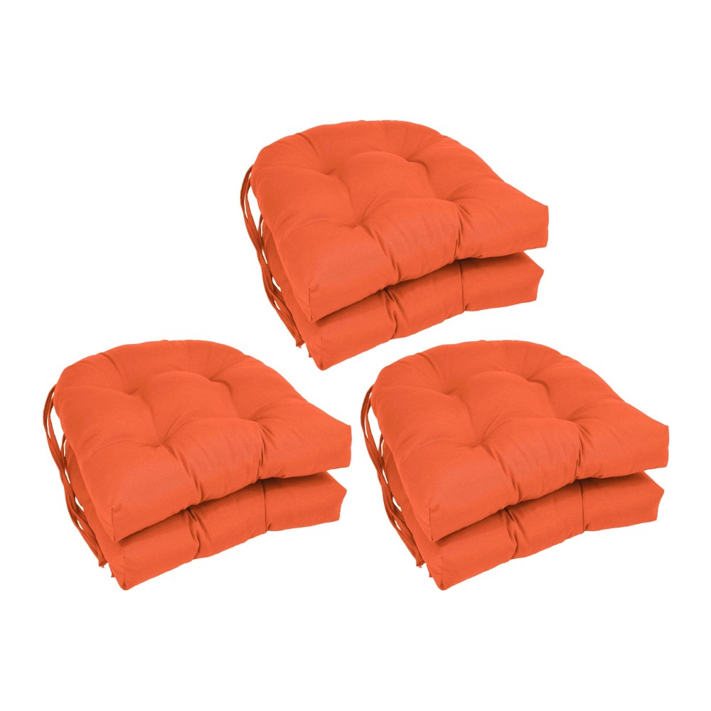 Blazing Needles 16-Inch Rounded Back Tufted Twill Chair Cushion, 16 X 16, Tangerine Dream 6 Count