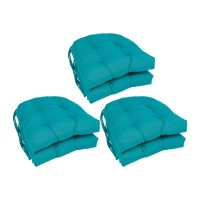 Blazing Needles 16-Inch Rounded Back Tufted Twill Chair Cushion, 16 X 16, Aqua Blue 6 Count