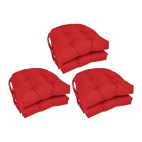 Blazing Needles 16-Inch Rounded Back Tufted Twill Chair Cushion, 16 X 16, Red 6 Count