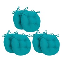 Blazing Needles 16-Inch Round Tufted Twill Chair Cushion, 16 X 16, Aqua Blue 6 Count