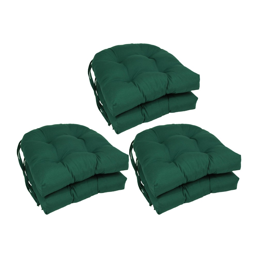 Blazing Needles 16-Inch Rounded Back Tufted Twill Chair Cushion, 16 X 16, Forest Green 6 Count