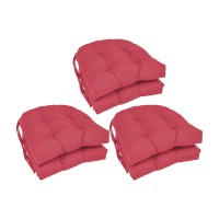 Blazing Needles 16-Inch Rounded Back Tufted Twill Chair Cushion, 16 X 16, Bery Berry 6 Count