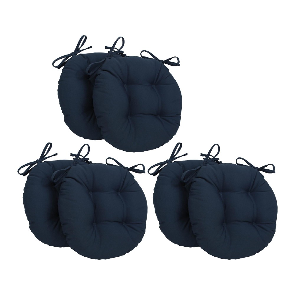 Blazing Needles 16-Inch Round Tufted Twill Chair Cushion, 16 X 16, Navy 6 Count