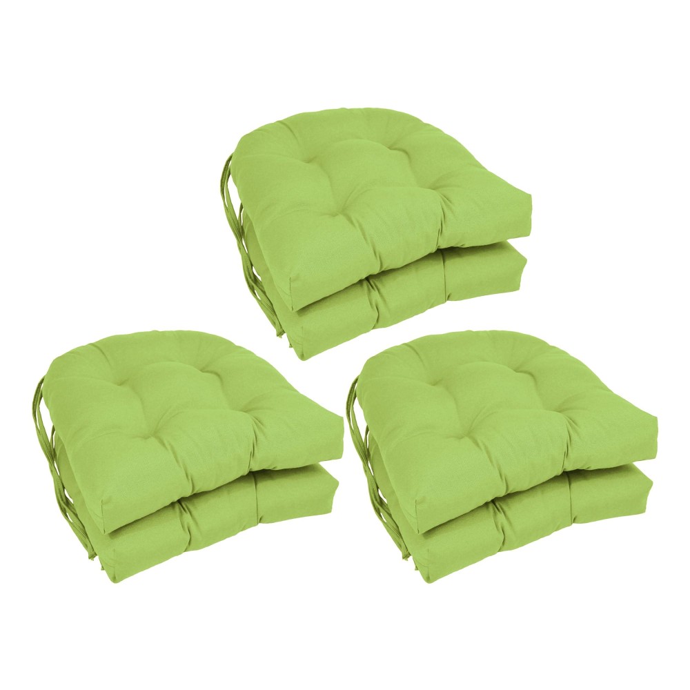 Blazing Needles 16-Inch Rounded Back Tufted Twill Chair Cushion, 16 X 16, Mojito Lime 6 Count