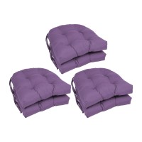 Blazing Needles 16-Inch Rounded Back Tufted Twill Chair Cushion, 16 X 16, Grape 6 Count