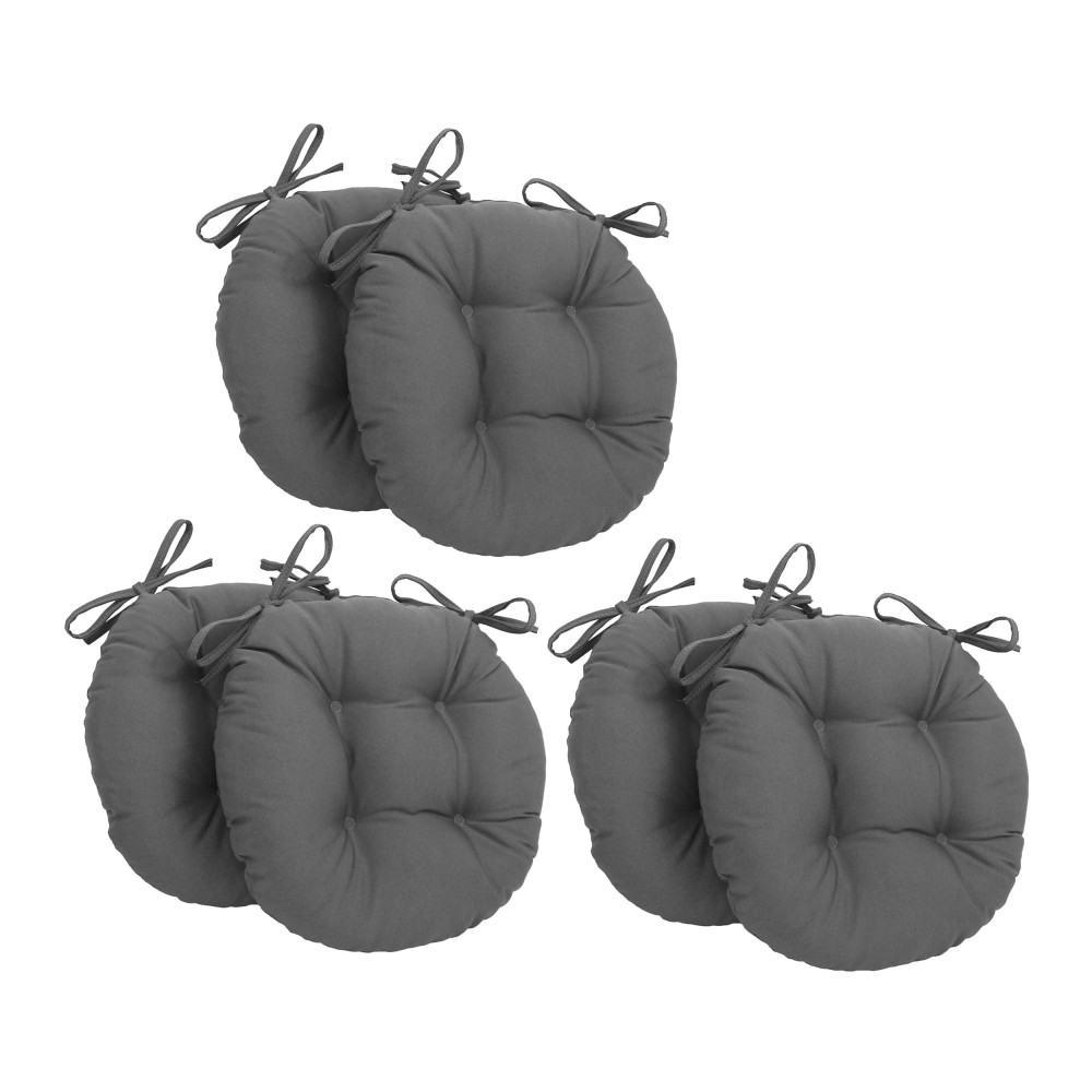 Blazing Needles 16-Inch Round Tufted Twill Chair Cushion, 16 X 16, Steel Grey 6 Count