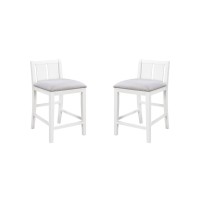 Graham Set of 2 White Finish Upholstered Seat Counter Height Chair
