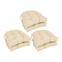 Blazing Needles 16-Inch Rounded Back Tufted Twill Chair Cushion, 16 X 16, Natural 6 Count