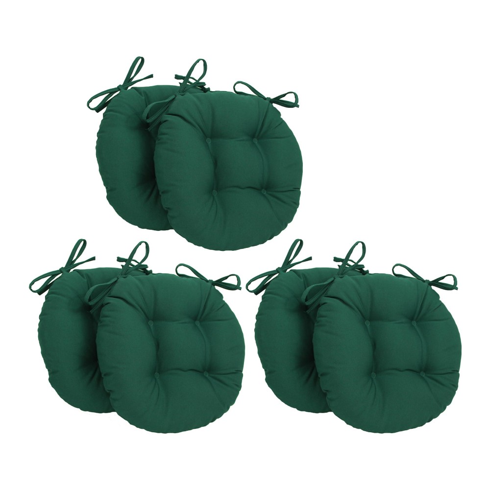 Blazing Needles 16-Inch Round Tufted Twill Chair Cushion, 16 X 16, Forest Green 6 Count