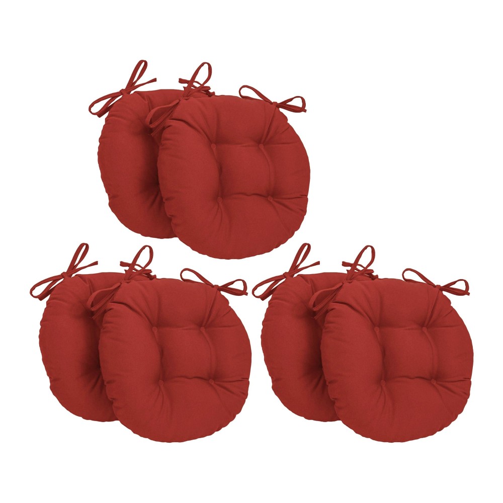 Blazing Needles 16-Inch Round Tufted Twill Chair Cushion, 16 X 16, Ruby Red 6 Count