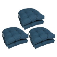 Blazing Needles 16-Inch Rounded Back Tufted Twill Chair Cushion, 16 X 16, Indigo 6 Count