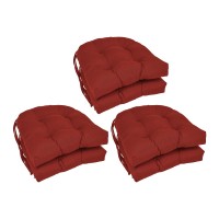 Blazing Needles 16-Inch Rounded Back Tufted Twill Chair Cushion, 16 X 16, Ruby Red 6 Count