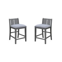 Graham Set of 2 Gray Finish Upholstered Seat Counter Height Chair