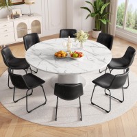 Reoney Dining Chairs Set Of 8 Pu Leather Armless Dinner Chairs With Backrest 18 Modern Kitchen Dining Room Chair With Metal