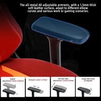 Mixastep Gaming Chair Computer Chair With 4-Way Inner Adjustable Lumbar Support, Flattened Larger Seat Pu Leather Ergonomic Armchair Heavy Duty Tile Mechanism Support Up To 395 Lbs, Armchair,Red