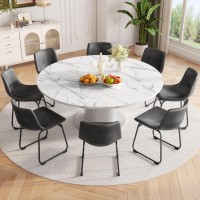 Reoney Dining Chairs Set Of 8 Pu Leather Armless Dinner Chairs With Backrest 18 Modern Kitchen Dining Room Chair With Metal