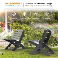 VINGLI Portable Adirondack Chairs, Folding Plastic Adirondack Chair for All Weathers, Outdoor Fire Pit Chairs for Patio Poolside Porch Beach, Capacity 350 LBS, Black