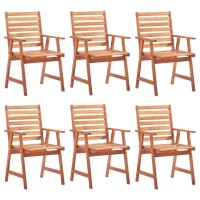 Vidaxl Set Of 6 Patio Dining Chairs With Cushions - Outdoor Furniture, Solid Acacia Wood, Waterproof Polyester Cushions, Easy Assembly, Rustic Design