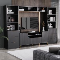 Merax 4Piece Entertainment Wall Unit With 13 Shelves 8 Drawers And 2 Cabinets Multifunctional Tv Stand Media Storage Cabinet