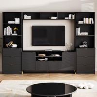 Merax 4Piece Entertainment Wall Unit With 13 Shelves 8 Drawers And 2 Cabinets Multifunctional Tv Stand Media Storage Cabinet