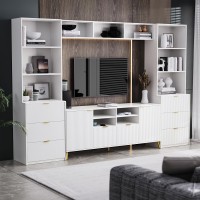 Merax 4Piece Entertainment Wall Unit With 13 Shelves 8 Drawers And 2 Cabinets Multifunctional Tv Stand Media Storage Cabinet