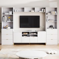 Merax 4Piece Entertainment Wall Unit With 13 Shelves 8 Drawers And 2 Cabinets Multifunctional Tv Stand Media Storage Cabinet