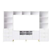 Merax 4Piece Entertainment Wall Unit With 13 Shelves 8 Drawers And 2 Cabinets Multifunctional Tv Stand Media Storage Cabinet