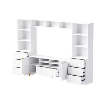 Merax 4Piece Entertainment Wall Unit With 13 Shelves 8 Drawers And 2 Cabinets Multifunctional Tv Stand Media Storage Cabinet