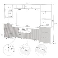 Merax 4Piece Entertainment Wall Unit With 13 Shelves 8 Drawers And 2 Cabinets Multifunctional Tv Stand Media Storage Cabinet