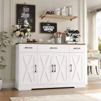 Hostack Buffet Cabinet With Drawers 55 Large Sideboard Buffet Storage Cabinet With Shelves And Doors Modern Farmhouse Coffee