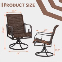 EROMMY Patio Wicker Swivel Chair Set of 2, Heavy Duty Outdoor Dining Chair with 23.5'' High Back, Extra-Large Water-Fall Seat, Rattan Porch Chair Gentle Rocker for Outside, 2 PCS