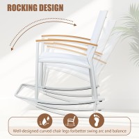 Shintenchi 3 Piece Outdoor Rocking Bistro Set Textilene Fabric Small Patio Furniture Set Front Porch Rocker Chairs Conversatio